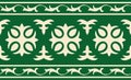 Vector green and gold seamless Kazakh national ornament.