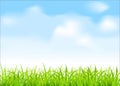 Vector green grass and blue sky Royalty Free Stock Photo