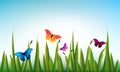 Vector green grass with the butterflies Royalty Free Stock Photo