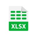 Vector green icon XLSX. File format extensions icon.