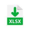Vector green icon XLSX. File format extensions icon.