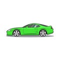 Vector green japan sport car. Side view.