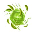 Vector green juice splash explosion green leaves