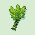 Vector of green leafy vegetables on a light green background with a clean and minimalistic design
