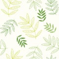 Vector green leaves and branches seamless pattern Royalty Free Stock Photo