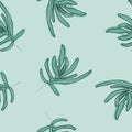 Vector green leaves lavender seamless pattern background.