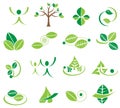 Vector green leaves logo icons, ecology symbol set, environment, organic symbols