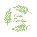 Vector green logo. Concept design of Plant, nature, ecology, garden, bio, growth, health and beauty care. Hand drawn Royalty Free Stock Photo