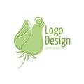 Vector green logo. Concept design of Plant, nature, ecology, garden, bio, growth, health and beauty care. Hand drawn Royalty Free Stock Photo