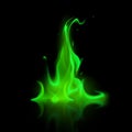 Vector Green Magic Fire Flame Bonfire on Background