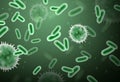 Vector green microscopic bacteria illustration Royalty Free Stock Photo
