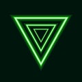 Vector Green Neon Triangles, Futuristic Logo Design, Glowing Lines.