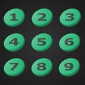 Vector green numbering icons. Design objects.