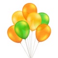 Vector Green Orange Yellow Balloons Set Isolated on Background Royalty Free Stock Photo