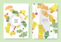 Vector. Ginkgo leaf. Wedding white background card. Thank you, rsvp, invitation elegant card illustration graphic.