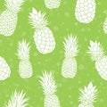 Vector green pineapples summer colorful tropical seamless pattern background. Great as a textile print, party invitation Royalty Free Stock Photo