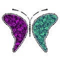 Vector green and pink ornamental decorative illustration of butterfly Royalty Free Stock Photo