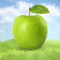 Vector green polygonal apple