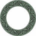 Vector green round oriental ornament. Arabic patterned circle of Iran, Iraq, Turkey, Syria.