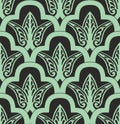 Vector green seamless oriental national ornament, background. Royalty Free Stock Photo
