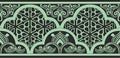 Vector green seamless oriental national ornament. Endless ethnic floral border, arab peoples frame.