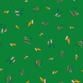 Vector Green small Felt Pens and colored pencils background pattern Royalty Free Stock Photo