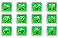 Vector green square collection set glass buttons for Ui Royalty Free Stock Photo