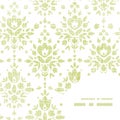 Vector green textile damask flower frame corner Royalty Free Stock Photo