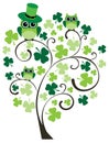 Vector Green Tree with Owls.