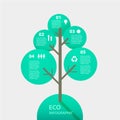 Vector green tree sign infographic. Template for