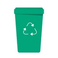 Vector of green waste recycling bin with recycle sign.