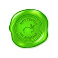 Vector green wax seal isolated on white, not tested on animals,
