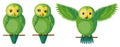 Vector green owl set. Royalty Free Stock Photo