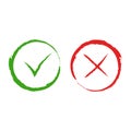 Vector green yes and red no checkmark signs