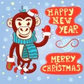 Vector greeting card with Christmas and new year.