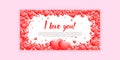 VECTOR greeting card declaration of love handwritten text I love you white background with a frame of volumetric hearts Royalty Free Stock Photo