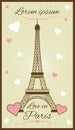 Vector greeting card with eiffel tower Royalty Free Stock Photo