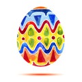 Vector greeting card Happy Easter, watercolor colourful easter egg with shadow Royalty Free Stock Photo