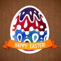 Vector greeting card Happy Easter, watercolor colourful easter egg with shadow Royalty Free Stock Photo