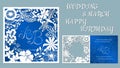 Vector greeting card for holidays. With the image of wildflowers and dragonflies. Inscriptions-wedding, March 8, happy birthday. Royalty Free Stock Photo