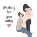 Vector greeting card of a married couple g the birth of a baby Royalty Free Stock Photo