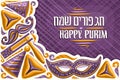 Vector greeting card for Purim holiday