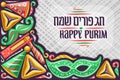 Vector greeting card for Purim holiday