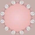 Vector greeting card with round floral frame from roses. Soft trendy color and vintage style. Place for your inscription.