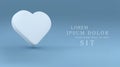 Vector greeting card with a tender, white, sugar heart on a blue background.