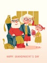 Vector greeting card to Grandparents day with grandpa and grandmother