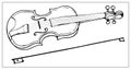 Vector greeting card with violin. Linear hand drawn illustration