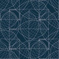 Vector grey blue linear leaves seamless pattern Royalty Free Stock Photo