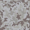 Vector grey and brown camouflage seamless pattern. Modern military camo texture