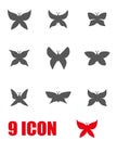 Vector grey butterfly icon set